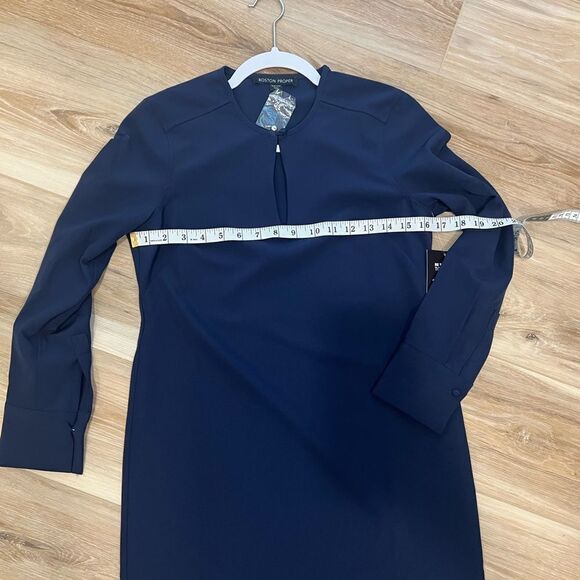BOSTON PROPER Blue Keyhole Dress - Picture 5 of 11